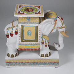 Decorative Ceramic Elephant Garden Stool or Plant Stand