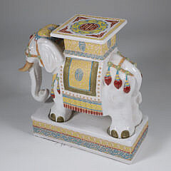Decorative Ceramic Elephant Garden Stool or Plant Stand