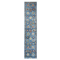 Northwest Persian Vegetable Dyed Blue Hand Knotted Wool Oriental Carpet