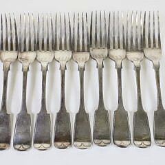 Set of Nine English 19th Century Electroplated Silver Forks, Thomas Prime, Birmingham
