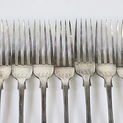 Set of Nine English 19th Century Electroplated Silver Forks, Thomas Prime, Birmingham