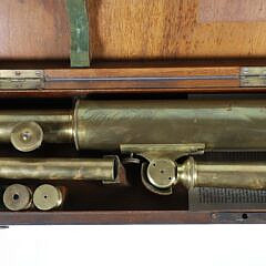 Simon Plossl of Wien Brass Telescope in Fitted Box with Tripod Stand, 19th Century