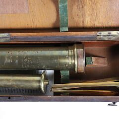 Simon Plossl of Wien Brass Telescope in Fitted Box with Tripod Stand, 19th Century