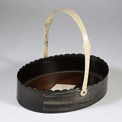Antique Baleen and Whale Bone Swing Handle Shallow Basket