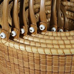 Bill and Judy Sayle Nest of Eight Round Open Swing Handle Nantucket Baskets circa 1994
