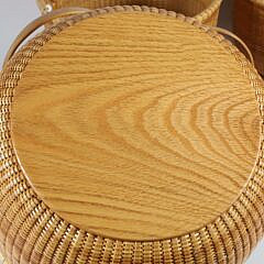 Bill and Judy Sayle Nest of Eight Round Open Swing Handle Nantucket Baskets circa 1994