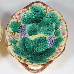 Pair of Wedgwood Majolica Strawberry and Grape Leaf Serving Trays, 19th Century