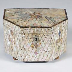 Late George III Mother of Pearl Tea Caddy, early 19th Century