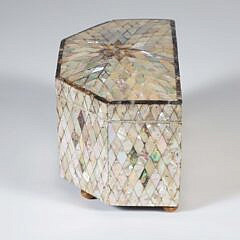 Late George III Mother of Pearl Tea Caddy, early 19th Century