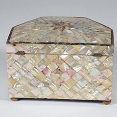 Late George III Mother of Pearl Tea Caddy, early 19th Century