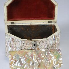 Late George III Mother of Pearl Tea Caddy, early 19th Century