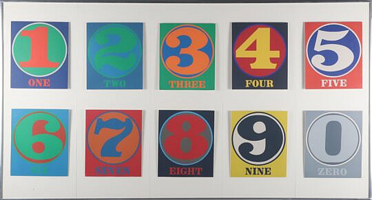 Hobbyist Framed Collage of Robert Indiana Exhibition Brochures