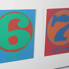 Hobbyist Framed Collage of Robert Indiana Exhibition Brochures