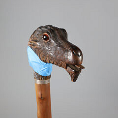Carved Mechanical Wood Mountain Goat Walking Stick