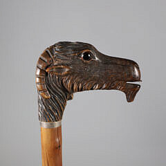 Carved Mechanical Wood Mountain Goat Walking Stick