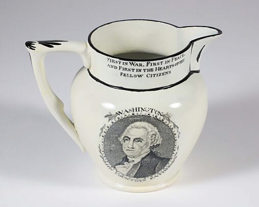 Rare Washington/Lafayette Liverpool Creamware Pitcher, circa 1824