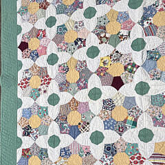 American Vintage Dresden Plate Variation Patchwork Quilt, circa 1930s