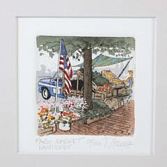 T.J. Struna Miniature Limited Edition Colored Engraving “Farm Market”, Edition #20/100