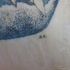 B. Aumick Fine Scrimshaw and Polychromed Eagle Portrait Whale Tooth Section