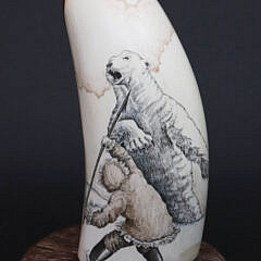 Collection of 5 P. Hayde Scrimshaw Whale Teeth