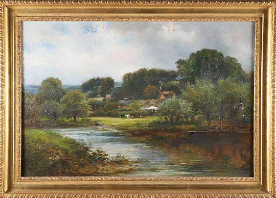 David Payne Oil on Canvas "A Scene on the Trent"