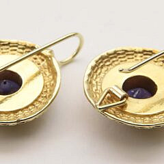Diana Kim England 18k Yellow Gold, White Diamonds and Blue Tourmaline Basket Weave Earrings