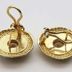Diana Kim England 18k Yellow Gold, White and Yellow Diamonds Nantucket Basket Weave Earrings