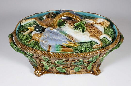 19th Century English Majolica Game Pie Tureen by Minton