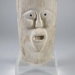 Antique Large Inuit Carved Bone Face