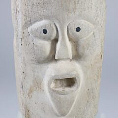 Antique Large Inuit Carved Bone Face