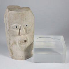 Antique Large Inuit Carved Bone Face