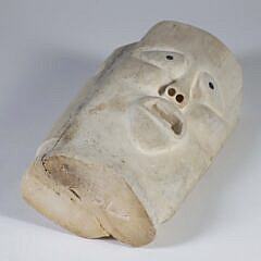 Antique Large Inuit Carved Bone Face