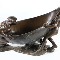 Louis Albert Lefeurve Bronze Sculpture "The Cast Aways" or "Les Nalifrages", circa 1900