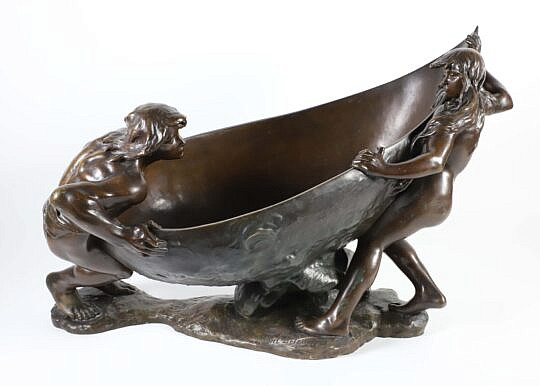 Louis Albert Lefeurve Bronze Sculpture "The Cast Aways" or "Les Nalifrages", circa 1900