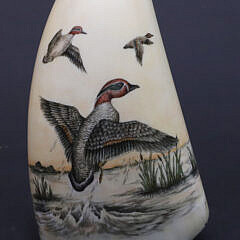 Two Gail Brose Scrimshaw Polychromed Teeth
