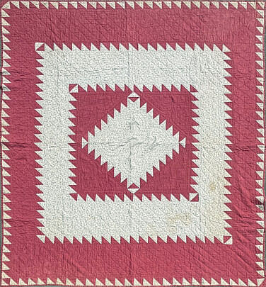 19th Century Sawtooth Calico Quilt
