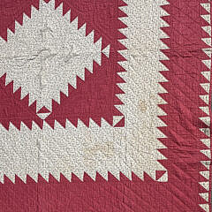 American Antique “Sawtooth Diamond” Red and White Calico Quilt