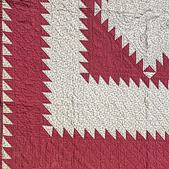 American Antique “Sawtooth Diamond” Red and White Calico Quilt