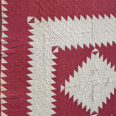 American Antique “Sawtooth Diamond” Red and White Calico Quilt