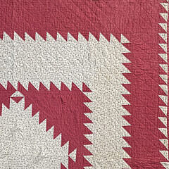 American Antique “Sawtooth Diamond” Red and White Calico Quilt
