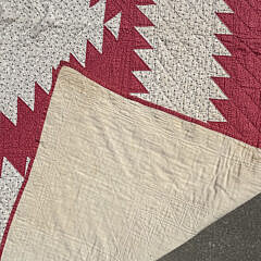 American Antique “Sawtooth Diamond” Red and White Calico Quilt