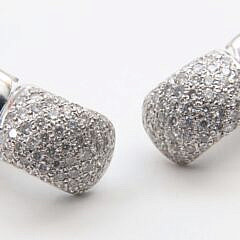 Pair of 14k White Gold Pave Diamond Earrings