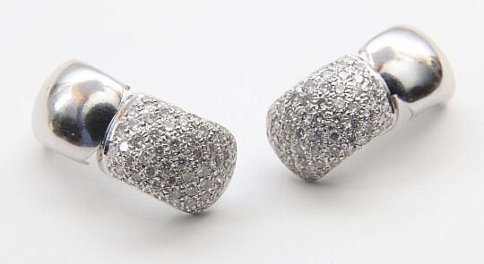Pair of 14k White Gold Pave Diamond Earrings