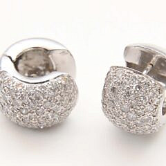 Pair of 14k White Gold Pave Diamond Earrings