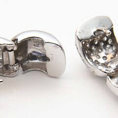 Pair of 14k White Gold Pave Diamond Earrings