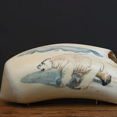 Two B. Aumick Scrimshaw and Polychromed Teeth Depicting Polar Bears