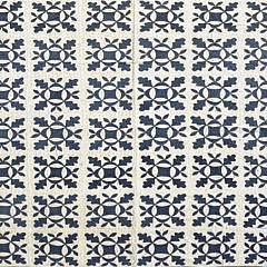 Antique Indigo Blue and White Calico Applique Quilt, 19th Century