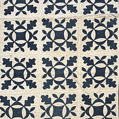 Antique Indigo Blue and White Calico Applique Quilt, 19th Century