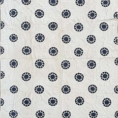 Cobalt Blue Calico Sunburst in a Circle Applique Quilt, 19th Century