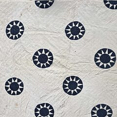 Cobalt Blue Calico Sunburst in a Circle Applique Quilt, 19th Century